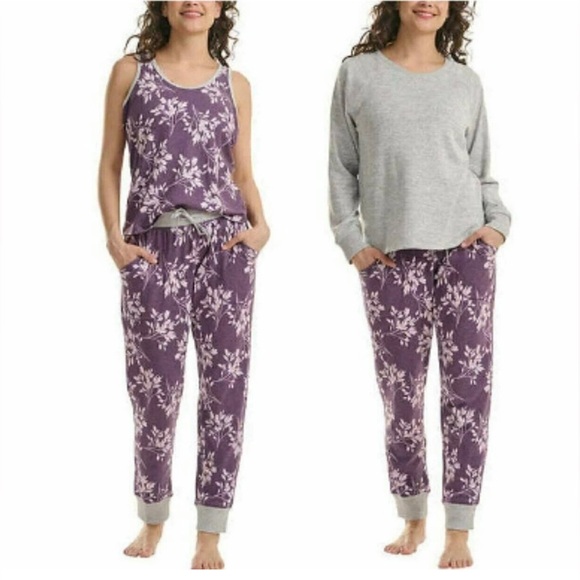 New Karen Neuburger Gray and Purple (Plum Floral) Lounge Set Size M - Picture 3 of 5